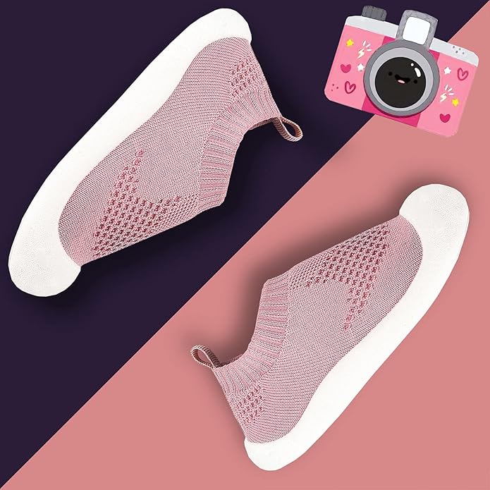 Baby First-Walking Shoes 1-4 Years Kid Shoes Trainers Toddler Infant Boys Girls Soft Sole Non Slip Cotton Canvas Mesh Breathable Lightweight TPR Material Slip-on Sneakers Outdoor