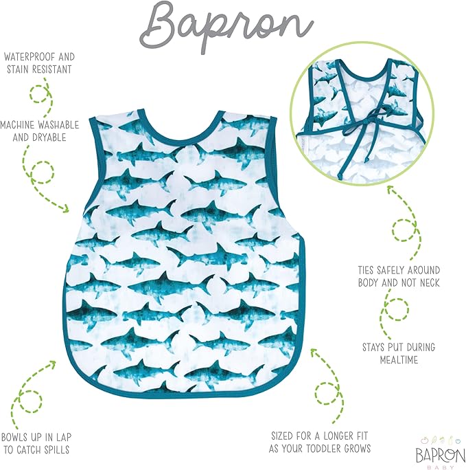 BapronBaby Animal Prints Bapron - No Neck Tie Safer Bib - Baby & Toddler - Soft Waterproof - PVC, BPA & Phthalate Free - 6m+