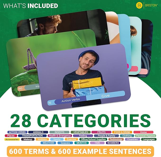 Spanish Vocabulary Flash Cards – 600 Full Color Cards [Updated 2025 Edition] Educational Language Learning Resource - Memory & Sight Words – Game Like Play - Kids, Grade School, Classroom, Homeschool