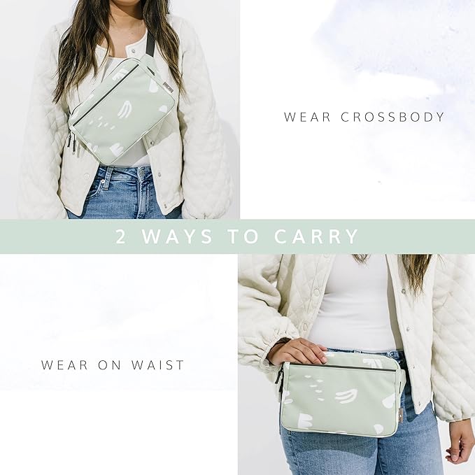 Red Rovr Everyday Joey Belt Bag | Organization & Zipper pockets |Adjustable Strap for All Ages (Pear Doodle)