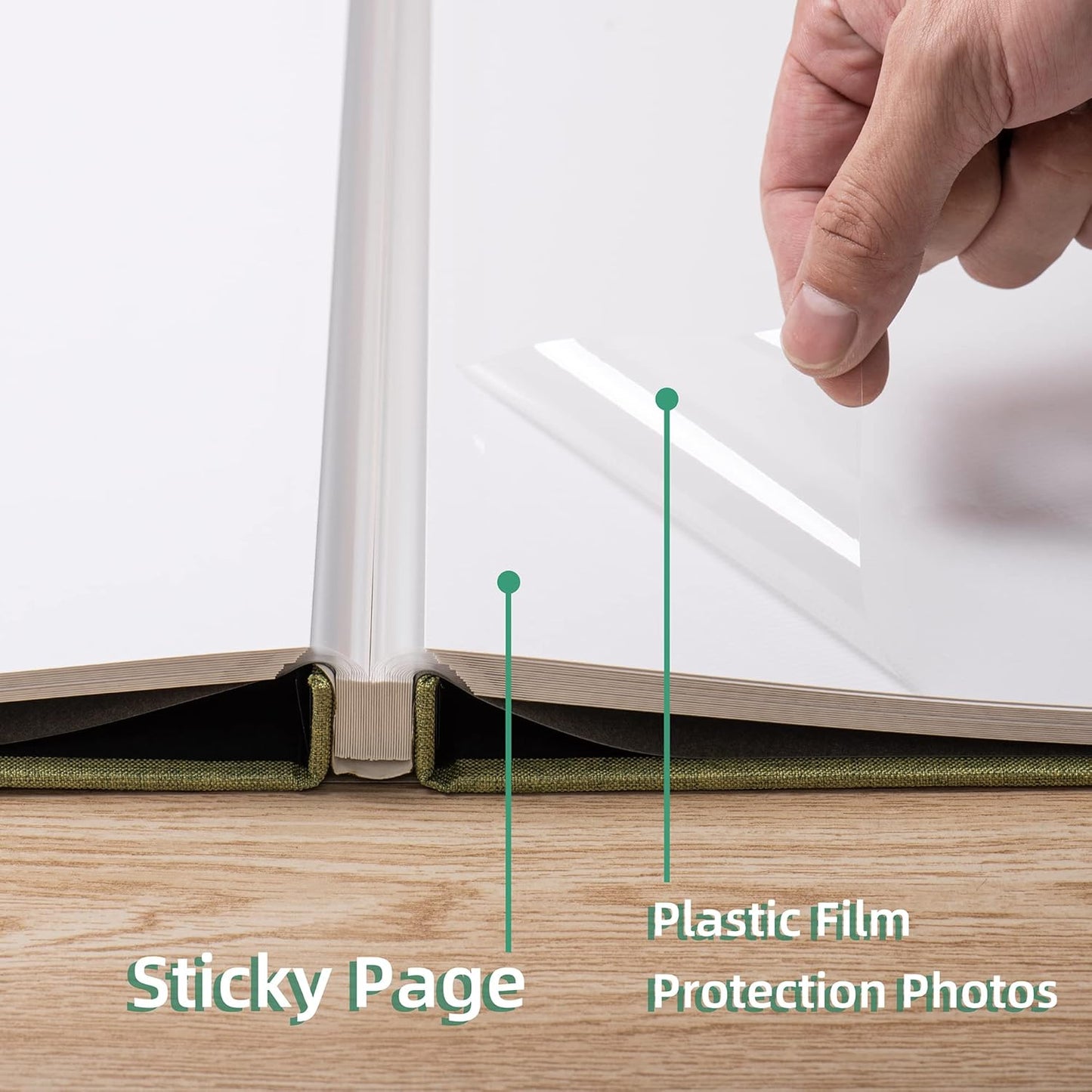 Large Photo Album Self Adhesive Scrapbook Album for 4×6 5×7 8×10 Pictures DIY Magnetic Linen Cover Album 40 Pages for Family Wedding Gifts with Metal Pen and Plastic Board