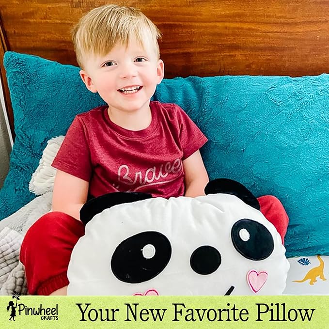 Pinwheel Crafts Beginner Sewing Kit for Kids 8-12 - Easy DIY Panda Pillow Kit - Learn to Sew - Kids Sewing Craft Gifts - Make Your Own Stuffed Animal Panda Plush Toy