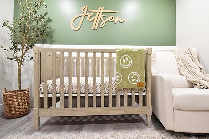 Smiley Face with Lightning Bolt Eyes Baby Blanket 28"x40" - DreamSoft Throw for Crib, Stroller or Car Seat -Receiving Blanket/Newborn Nursery Gift Toddler, Infant, Kids Boys & Girls (Sage Green/White)