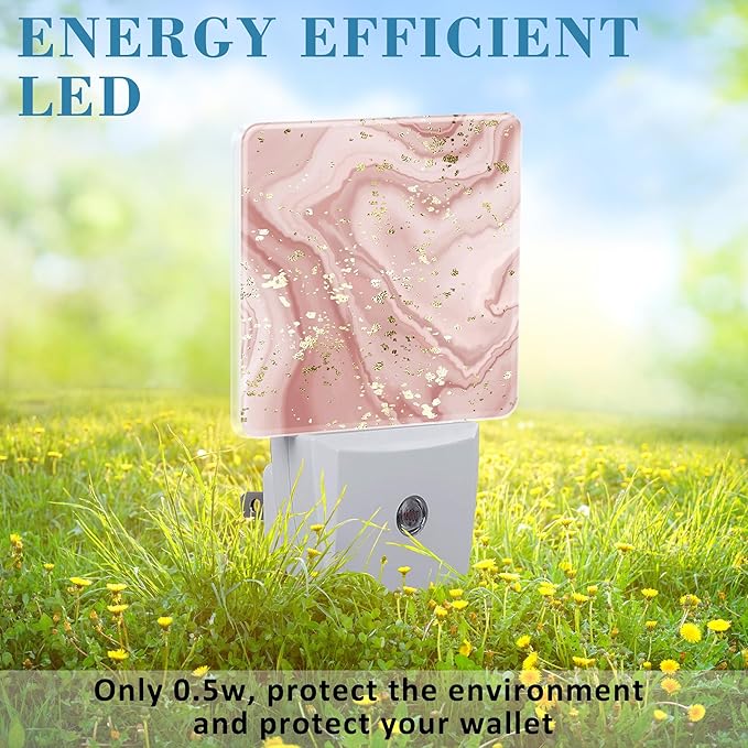 Plug in Night Lights Gold Splatter Texture Liquid Marble Nightlight Plug Into Wall Dusk to Dawn Sensor LED Night Light for Kid Girls Boys Room Decor,Hallway,Kitchen,Bathroom,Nursery,Stairs