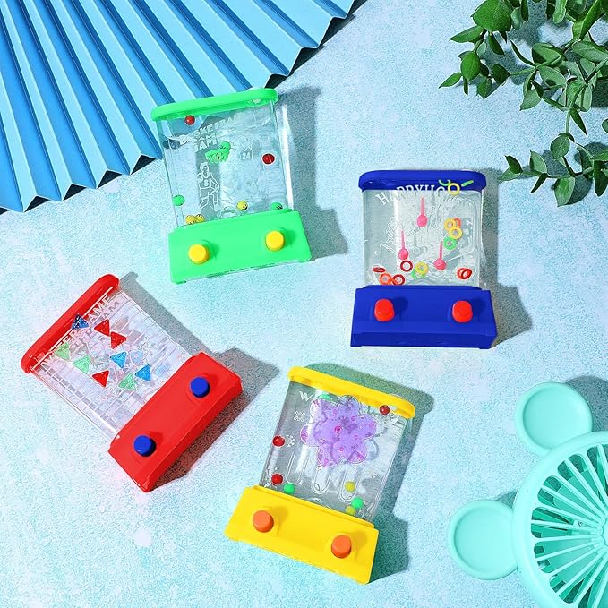 Sumind 10 Pieces Handheld Water Game for Kids Mini Water Ring Toss and Basketball Hoop Toy 90s Retro Mini Games for Goodie Bags Stuffers Birthday Return Gifts Classroom Rewards(Bright,Modern Style)