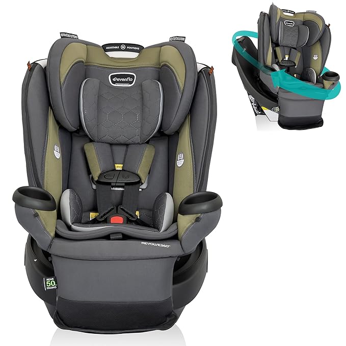 Evenflo Revolve360 Extend Convertible Car Seat with 360 Degree Rotation, Extended Rear-Facing, Forward-Facing, Booster Mode, and Secure Latch Install, Rockland Green