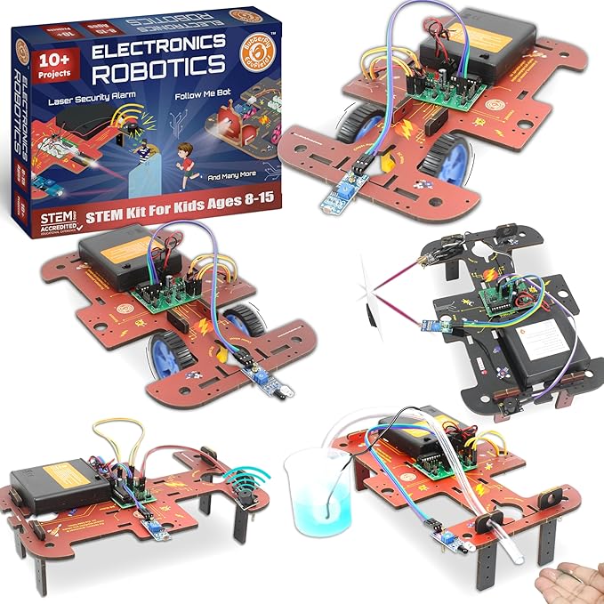 Butterfly EduFields 10-in-1 STEM Robotics Kit for Kids Ages 8-14 | Electronics & Engineering Science Kit with Circuit Board Projects | Educational Robot Building Kit