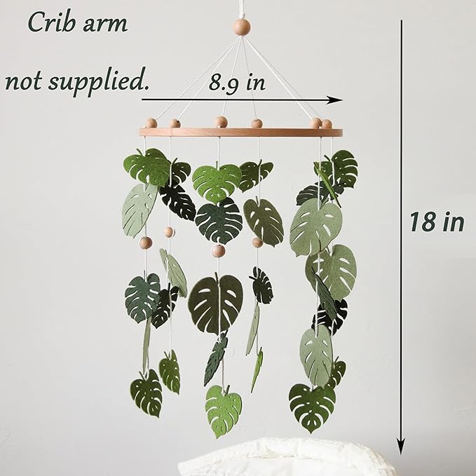 Green Leaf Mobile for Crib Mobile Forest Baby Mobile Monstera Plant Crib Mobile