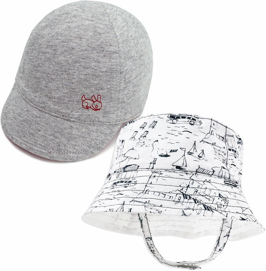 Keepersheep Baby Reversible Baseball Cap Infant Sun Hat, Cotton Knit Soft Brim for Infant Toddler, Summer Outdoor Unisex