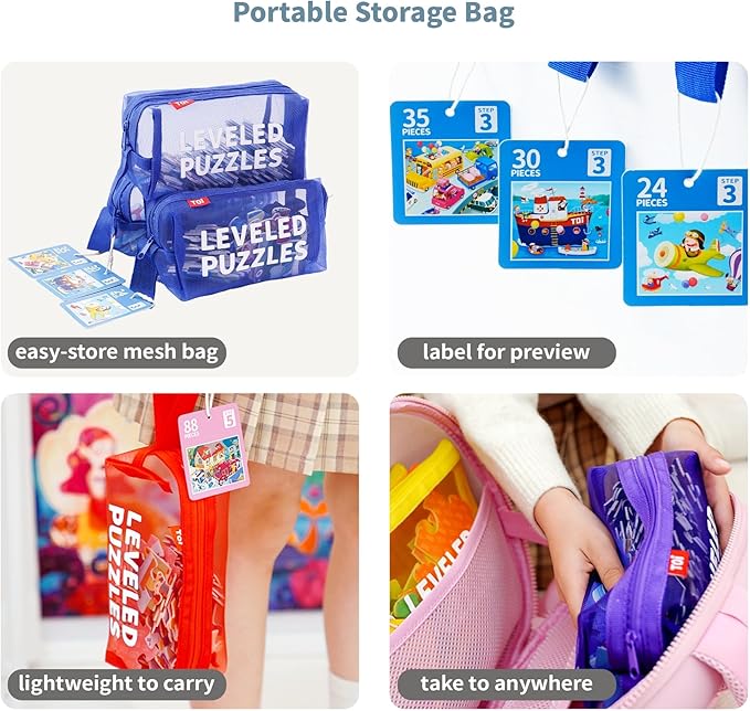 TOI Leveled Puzzles for Kids Aged 3 and Up, Toddler Puzzle Preschool Learning Jigsaw Puzzles, Large Pieces Educational Game for Boys Girls, Classic Education Step 3