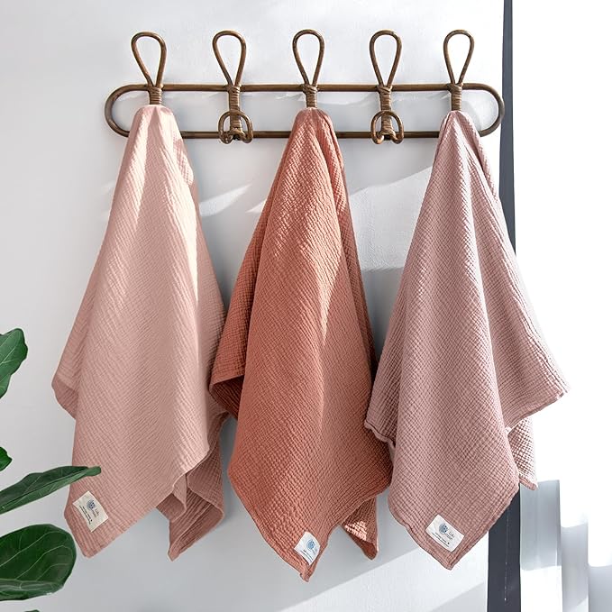 lulumoon Muslin Swaddle Blankets for Baby: Lightweight & Breathable Receiving Blankets for Hospital - Neutral Registry Gift for Newborn 3pack (Chestnut)