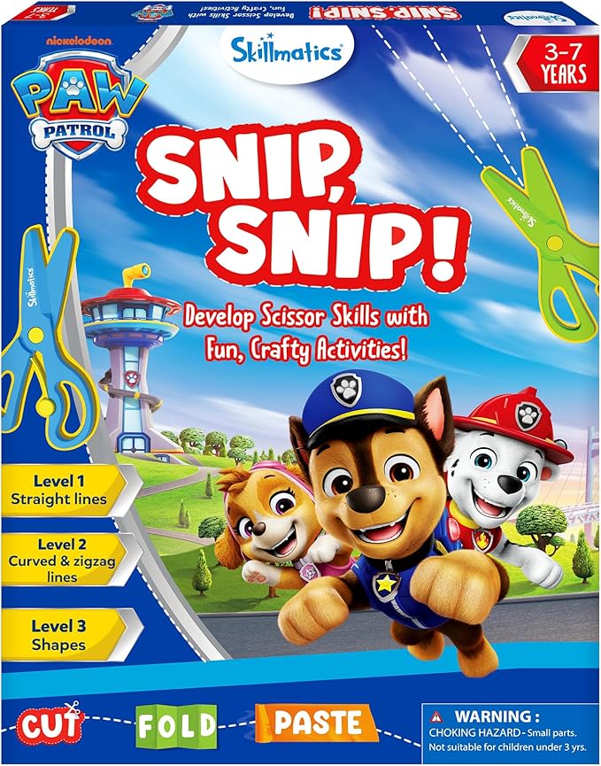 Skillmatics Scissor Skills Activity Book - Snip Snip PAW Patrol, Stocking Stuffers, Preschool Cutting & Creative Activities, Felt Craft Kit, Fine Motor Skills, Christmas Gifts for Ages 3, 4, 5, 6, 7