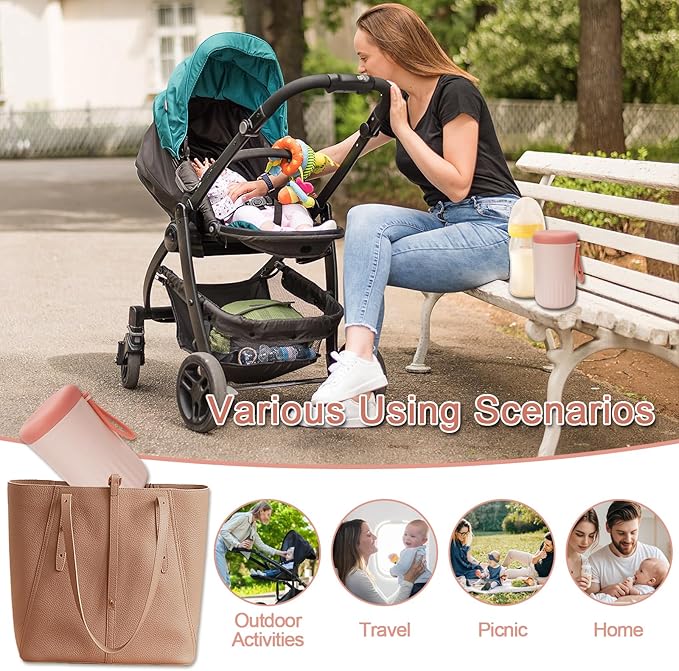 Travel Bottle Cleaner kit, 7 in1 Electric Baby Bottle Brush Cleaner Set with Silicone Brushes, Soap Dispenser, Drying Rack, Storage Box and Gap Cleaning Brush for Home Picnic Travel Outdoo