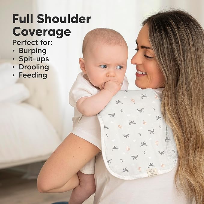 5-Pack Muslin Burp Cloths Baby Boy, Girl - Very Absorbent Baby Burp Cloth Rags, 8-Layers Viscose Derived from Bamboo Cotton Muslin Towel, Super Soft Spit Up Rags, No Shrink Washcloths (Marine Muse)