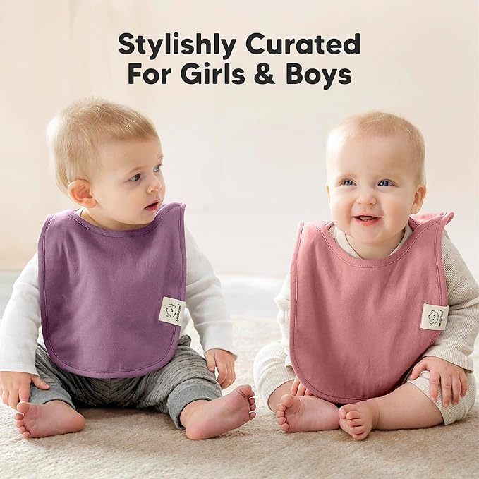 KeaBabies 8-Pack Baby Bibs for Boys, Girls - Pullover Bibs for Drooling Teething Baby Girl & Boy Toddler, Newborn, Soft & Absorbent, Cute Colors, Large Torso Coverage Keep Infant Clean & Dry (Fleur)