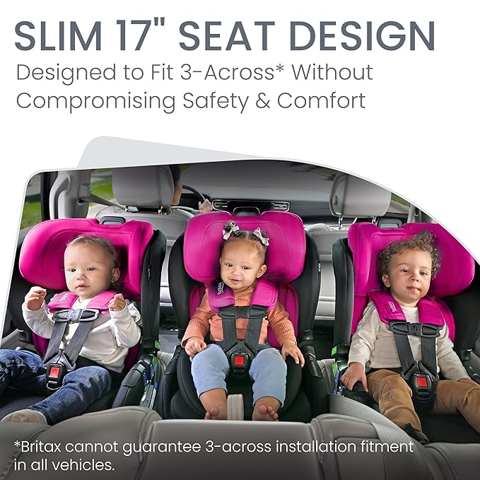 Britax Poplar Convertible Car Seat, 2-in-1 Car Seat with Slim 17-Inch Design, ClickTight Technology, Magenta Onyx