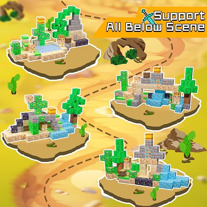 Magnetic Blocks - 100PCS Toy Build Set, Magnetic Building Blocks STEM Sensory Toys, Creative Kids Gift for 3+ Year Old Boys Girls (Desert)