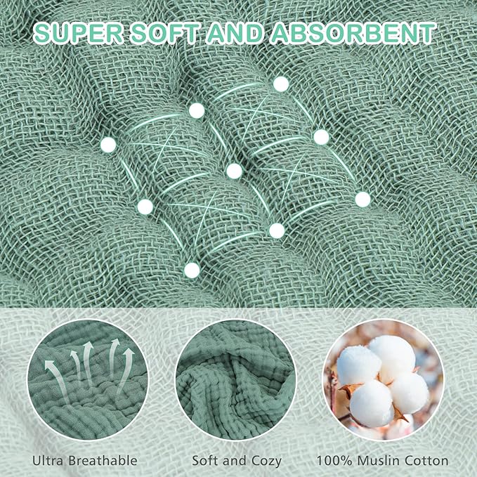 Accmor 2 Pack Hooded Baby Towels, 100% Muslin Cotton Bath Towel for Babies, Newborn, Infant and Toddler, Absorbent Soft Baby Bath Towel with Hood, Boy and Girl Bath Essentials