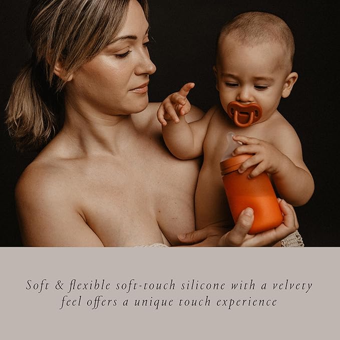 Suavinex Color Essence SX PRO Physiological Soft Flexible Silicone Baby Bottle, Anti Colic Baby Bottles, Supports Breast Feeding Babies, Made in Spain, Medium Flow, 8oz, Sunset Orange