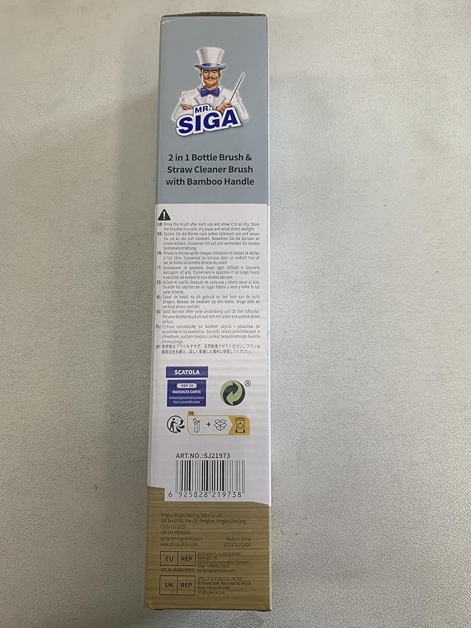 MR.SIGA Water Bottle Brush and Straw Cleaner Brush, Long Handle Bottle Cleaner Brush, 2 in 1 Bottle Cleaning Brush for Sports Bottles, Baby Bottles, Mugs, Straws