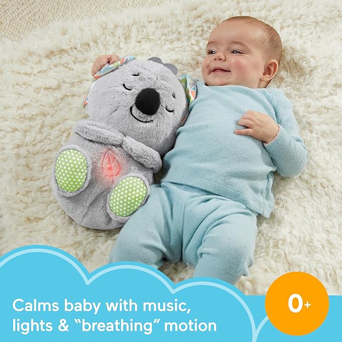 Fisher-Price Baby Toy Soothe 'n Snuggle Koala Plush Sound Machine with Customizable Music Lights & Breathing Motion for Newborns 0+ Months