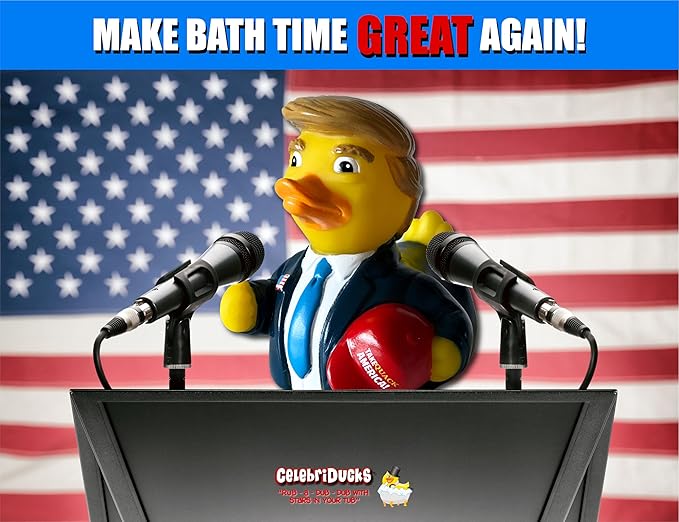 CelebriDucks - The Donald Trump Duck - Take Quack America - Floating Rubber Ducks - Collectible Bath Toy Gift for Kids & Adults of All Ages