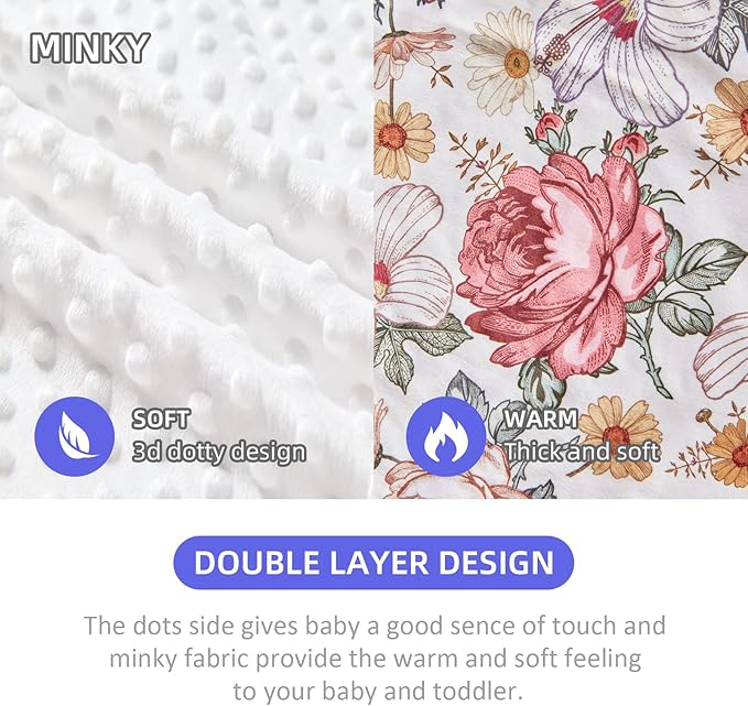 iEvolve Baby Nursery Bed Blankets Ultra Soft Double Layer Mini Blanket Minky Blanket Receiving Blankets Shower Gifts(30"*40",Blossom)