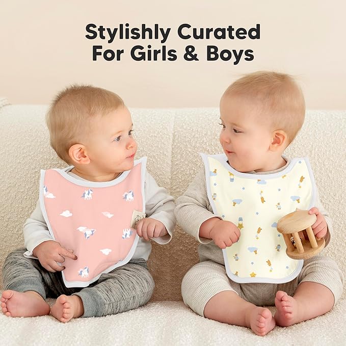 8-Pack Baby Bibs for Boys, Girls - Pullover Bibs for Drooling Teething Baby Girl & Boy Toddler, Newborn, Soft & Absorbent, Cute Colors, Large Torso Coverage Keep Infant Clean & Dry (Dreamers)