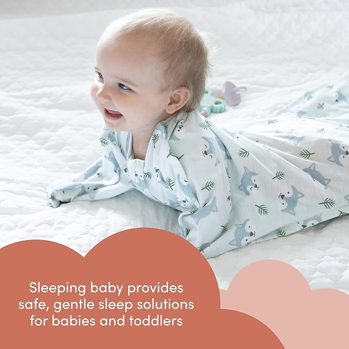 SleepingBaby Zipadee-Zip Transition Swaddle - Cozy Baby Swaddle Blanket with Zipper Convenience - Roomy Wearable Blanket for Easy Diaper Changes - Happy Wolf, Medium (6-12 Month)