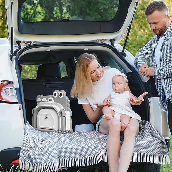 MoreFeel Collapsible Baby Bathtub for Newborn with Thermometer & 1 Hooded Towel & 1 Soft Floating Cushion,Portable Travel Bathtub with Drain Hole, Durable Foldable Baby Tubs for Infants to Toddler