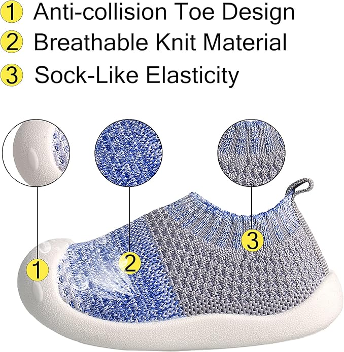 Baby First-Walking Shoes 1-4 Years Kid Shoes Trainers Toddler Infant Boys Girls Soft Sole Non Slip Cotton Canvas Mesh Breathable Lightweight TPR Material Slip-on Sneakers Outdoor