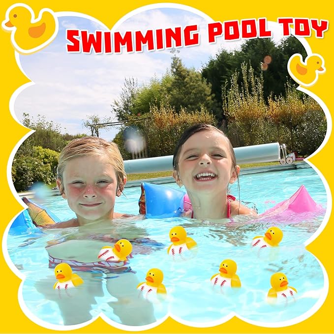 Deekin 24 Pcs Rubber Duck 2 Inch Bulk Sport Party Favors for Birthday Party Decorations Club Player Gift (Baseball)