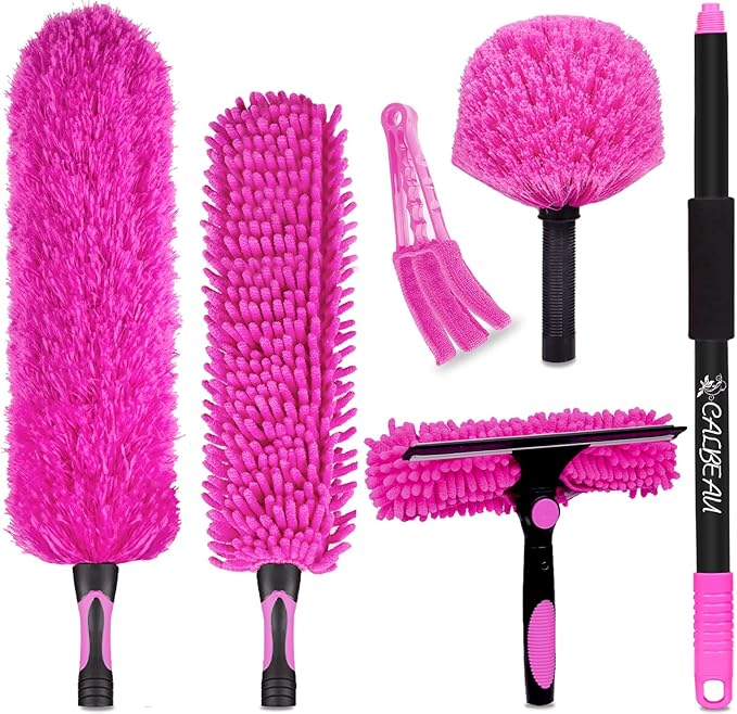 15 Foot Dusters for Cleaning, Duster with Extension Pole 7-15ft, Microfiber Feather Duster Used for Cleaning Ceiling Fan, High Window, Blinds, Shutters, Sofa, Cobweb Duster for Home (12 PCS)