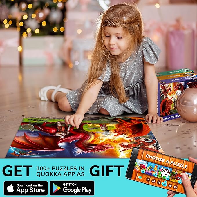 QUOKKA 100 Piece Puzzles for Kids Ages 4-6 – 3 Floor Puzzles for Toddlers 3-5 – Toy for Learning Pirates & Constructions & Animals for 6-8 yo – Jigsaw Toddler Game for Boy and Girl