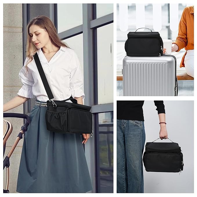 Breast Pump Bag Compatible with Spectra S1 and S2, Breast Pump Carrying Bag with Waterproof Mat Breast Pump Storage Bag for Essentials and Accessories, Black