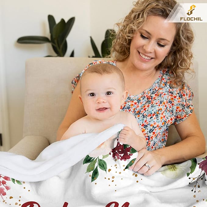 FLOCHIL Personalized Baby Blanket for Girls, Custom Baby Blanket with Name, Customized Baby Products, Gift for Baby, Newborn, Baby Shower (Sloth)