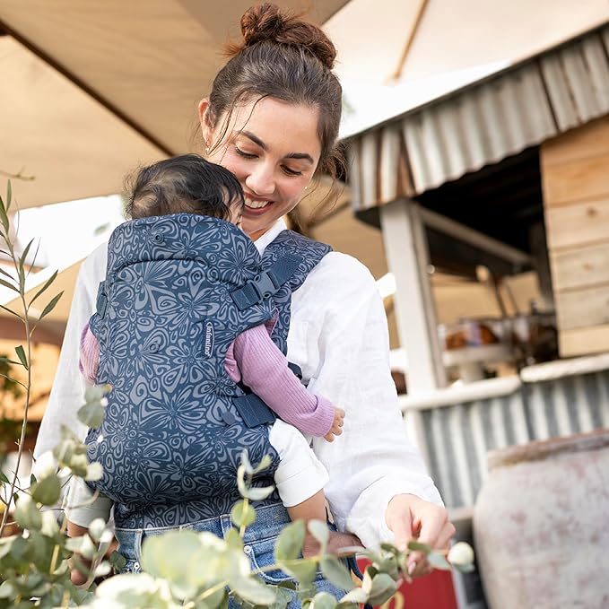 Infantino Flip Advanced 4-in-1 Baby Carrier - Ergonomic, Convertible, Face-in and Face-Out Front and Back Baby Carrier for Newborn to Toddler 8-32 lbs, Floral Navy