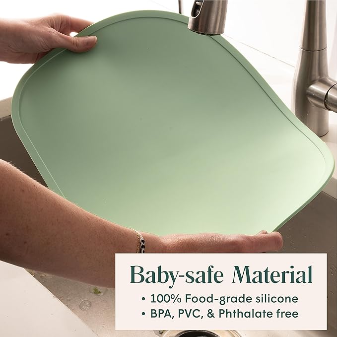 Simka Rose Silicone Baby Placemats That Stick to Table - Non Slip with Raised Edges - For Toddlers and Kids - Dishwasher Safe (Lilac)