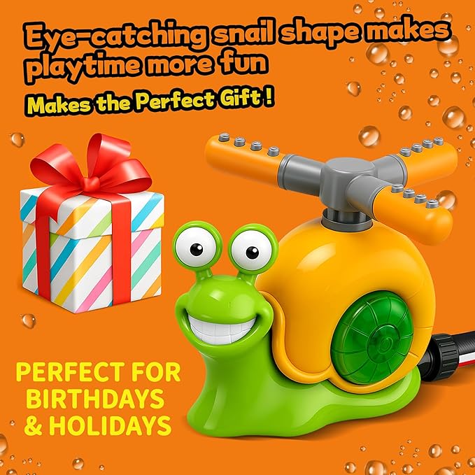Snail T-Ball Water Sprinkler – Summer Backyard & Lawn Toys, Great for Kids Ages 3-8, Birthday Party & Pool Play