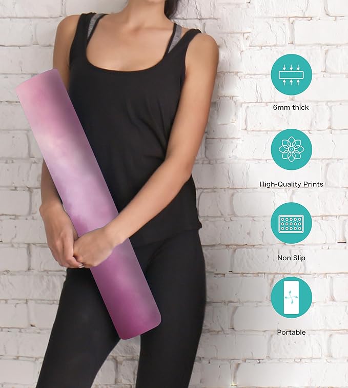Non Slip Yoga Mat TPE Workout Mat for Men Women, Thick Workout Mat with Carrying Strap, Fitness Mats for Exercise, Yoga, Fitness, Pilates, Floor Workouts (72" x 24" x 6mm)