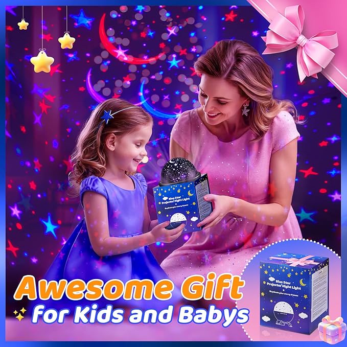 One Fire Kids Night Light Projector,15 White Noise+15 Color+Bluetooth Baby Light Projector Night Light for Kids,Remote+Dimmable Projector Night Light,Star Night Light Projector for Kids Room