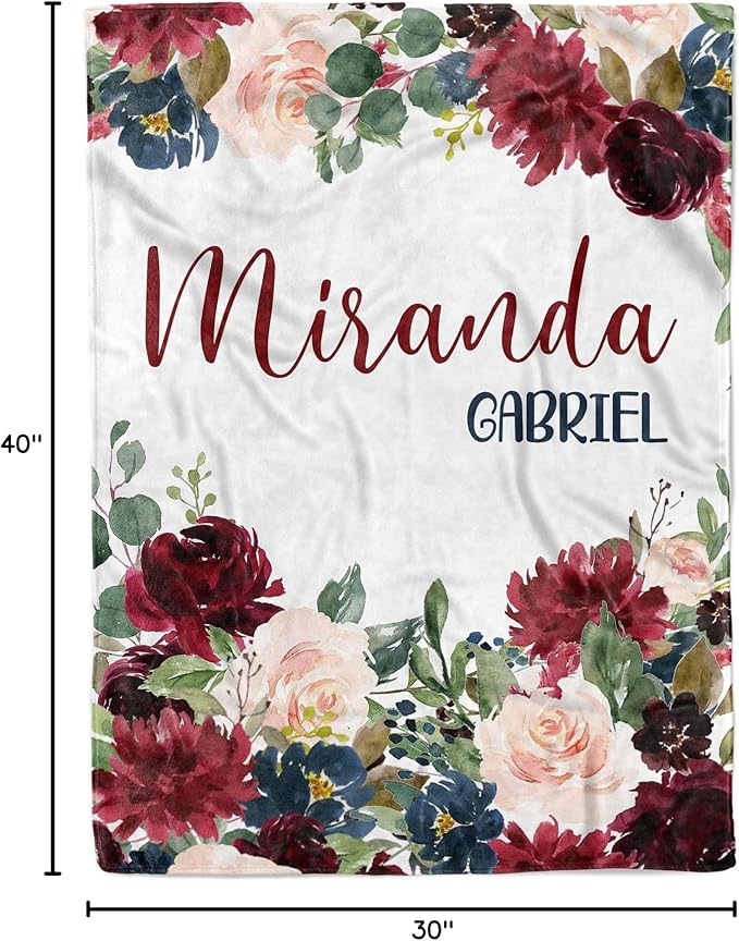 MDPrints Custom Baby Blankets for Boys and Girls, Personalized Baby Gifts, Customized Newborn Blanket with Name, Minky Plush Fleece (Floral 242)