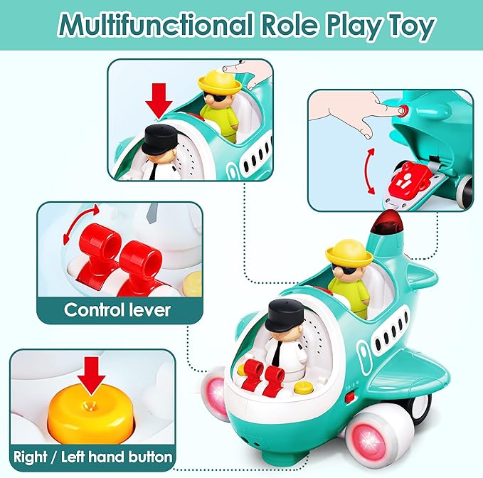 iPlay, iLearn Baby Airplane Toys, Cool Remote Control Plane Toy for Toddlers 2-3, Infant Musical RC Helicopter W/Light Sound, Birthday Gifts for 18 24 Month 2 3 4 Year Old Boy Girl Kids Children
