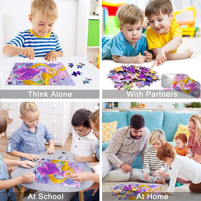 LELEMON Puzzles for Kids Ages 4-8, 60 Piece Puzzles for Kids Ages 3-5,Cool Jigsaw Puzzles in a Metal Box,Educational Learning Puzzle Games Puzzle Toys Gifts for Girls and Boys