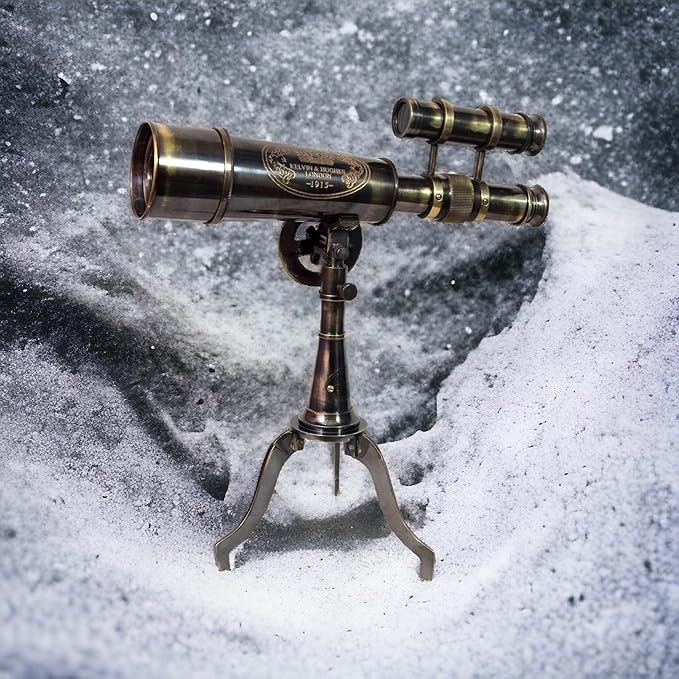 Vintage Brass Telescope on Tripod Stand DF Lens Antique Telescope Royal Spyglass Nautical Beautiful On Brass Tripod Stand (Black Antique)