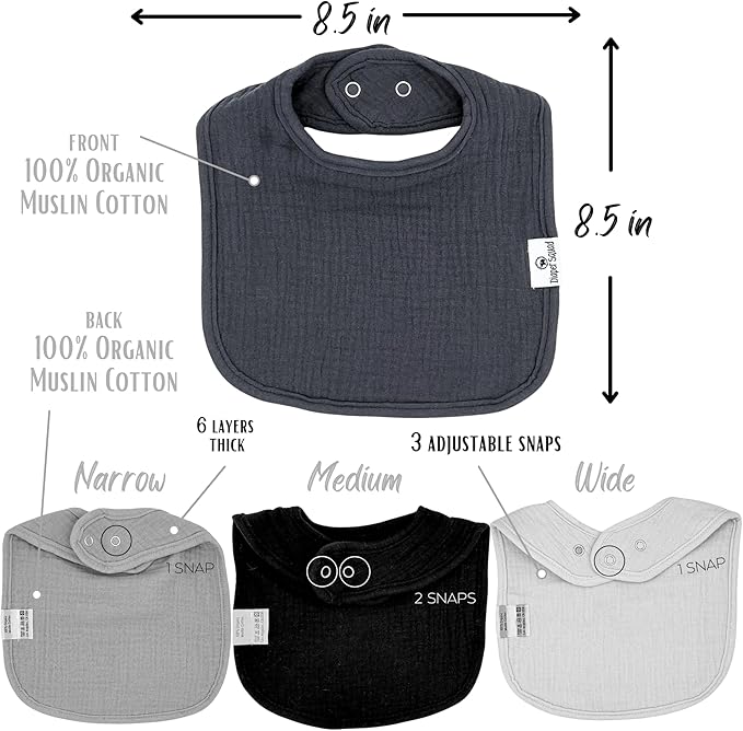 DiaperSquad's Baby Bibs for Drooling and Teething, Bibs for Boys, Baby Girl - Solid Cotton Baby Drool Bibs