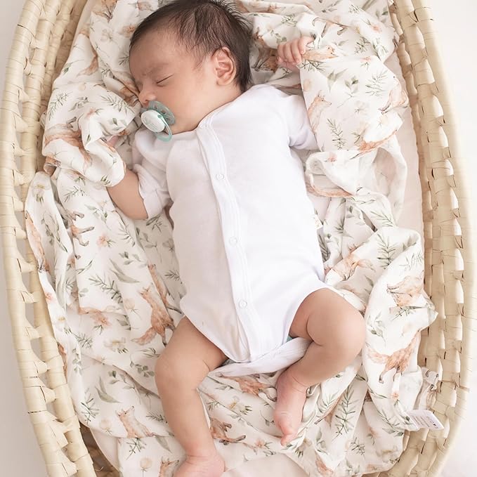 Muslin Swaddle Blankets for Newborns, Green & Forest 2-Pack – Soft Viscose derived from Bamboo & Cotton Baby Blankets, 47x43, Breathable Receiving Blankets, Gender-Neutral Baby Swaddle