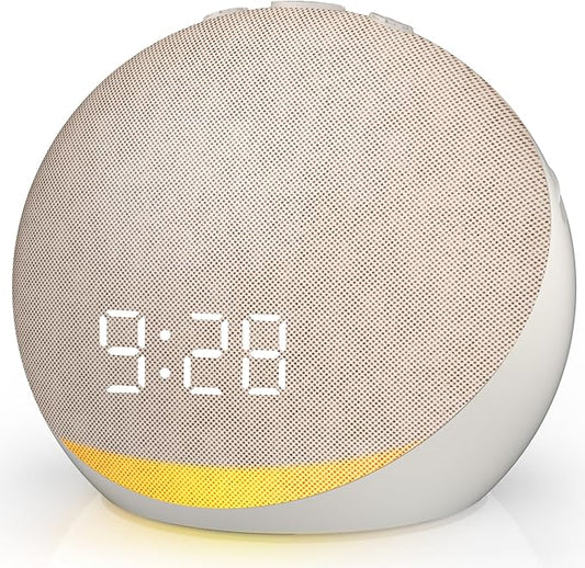 Sound Machine Alarm Clock for Bedroom: 25 Natural Sleep Sounds - White Noise Machine for Adults Kids Baby - Gentle Wake Up Alarm with Bluetooth Speaker - Putty