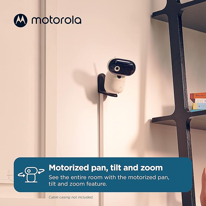 Motorola Nursery Video Baby Monitor with 2 Cameras, 5" Screen HD, No WiFi, Wall Mount, Long Range, 2-Way Audio, Temperature Sensor, Motorized, Lullabies, Cry Detection, PIP1610-2 HD
