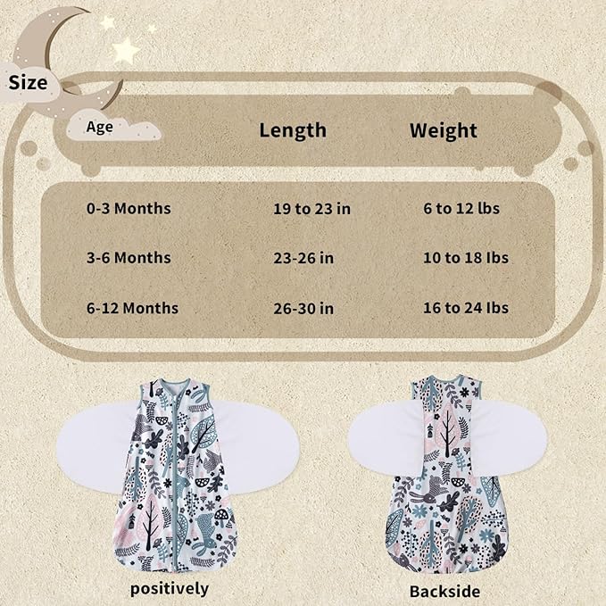 Newborn Sleep Sack Baby Swaddle,3-Way Adjustable Wearable Blanket,100% Rayon Cotton Swaddling Sleeping Bag. (Rabbit&Rocks, 0-3 Months)